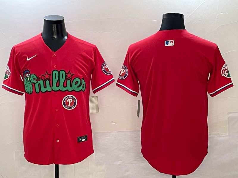 Men Philadelphia Phillies Blank Red three generations Joint Name 2025 Nike MLB Jersey style 3